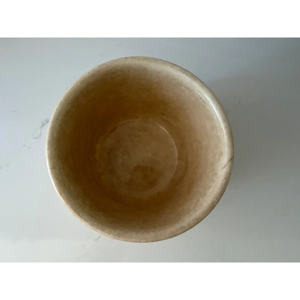 Universal Cambridge Small Mixing Bowl Red Cattails Stoneware Tan Vintage MCM
